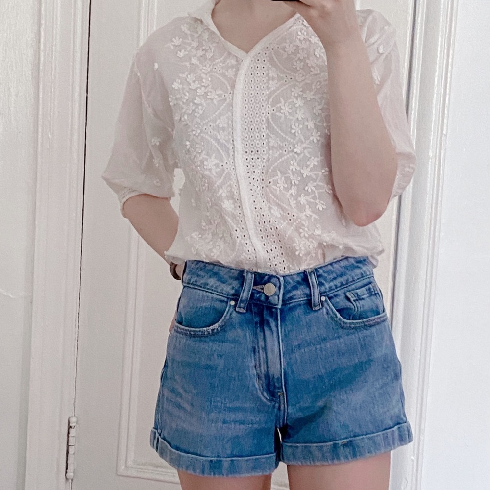 Embroidered eyelet blouse